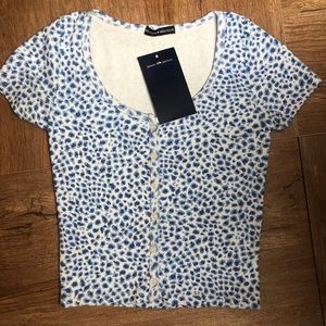 Brandy Melville blue cheetah print zelly top